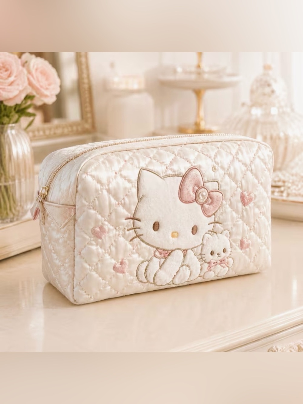 COMING SOON! Hello Kitty Quilted Cosmetic Bag